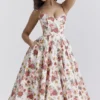 Mademoiselle italiensk roseprint-midikjole i tyll