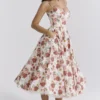 Mademoiselle italiensk roseprint-midikjole i tyll