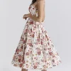 Mademoiselle italiensk roseprint-midikjole i tyll