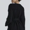 Madison svart Cardigan i ren ull med drapert front