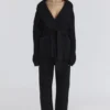 Madison svart Cardigan i ren ull med drapert front