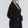 Madison svart Cardigan i ren ull med drapert front