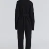 Madison svart Cardigan i ren ull med drapert front