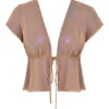 Maia Shimmer Cafe Au Lait-topper med snøring foran