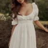 Maisie hvit broderie anglaise Regency babydoll-minikjole