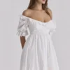 Maisie hvit broderie anglaise Regency babydoll-minikjole