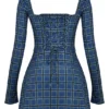Malika blå tartan-korsetter-minikjole