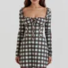 Malika rød tartan-korsetter-minikjole