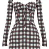 Malika rød tartan-korsetter-minikjole