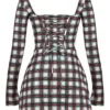 Malika rød tartan-korsetter-minikjole
