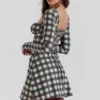 Malika rød tartan-korsetter-minikjole