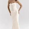 Mara Ivory Metallic Jacquard Maxi Skjørt