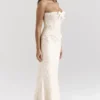 Mara Ivory Metallic Jacquard Maxi Skjørt