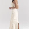 Mara Ivory Metallic Jacquard Maxi Skjørt