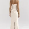 Mara Ivory Metallic Jacquard Maxi Skjørt