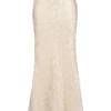 Mara Ivory Metallic Jacquard Maxi Skjørt