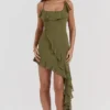 Marcia Olive Ruffle Mini Kjoler