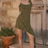 Marcia Olive Ruffle Mini Kjoler