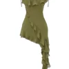 Marcia Olive Ruffle Mini Kjoler