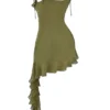 Marcia Olive Ruffle Mini Kjoler