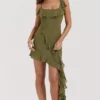 Marcia Olive Ruffle Mini Kjoler