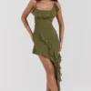 Marcia Olive Ruffle Mini Kjoler