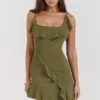 Marcia Olive Ruffle Mini Kjoler