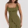 Marcia Olive Ruffle Mini Kjoler