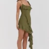 Marcia Olive Ruffle Mini Kjoler