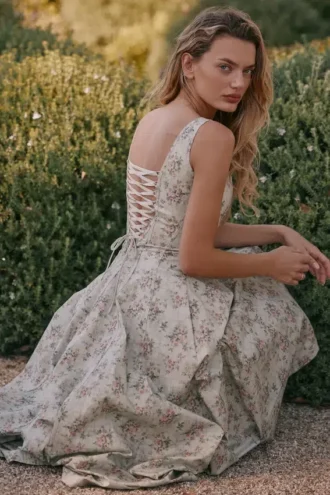 Mariabella Sage Midi-kjol i bomull med blomstertrykk