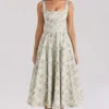 Mariabella Sage Midi-kjol i bomull med blomstertrykk