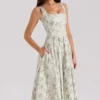 Mariabella Sage Midi-kjol i bomull med blomstertrykk