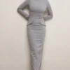 Marie-Louise lysegrå bodycon-maxidress