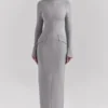 Marie-Louise lysegrå bodycon-maxidress