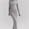 Marie-Louise lysegrå bodycon-maxidress
