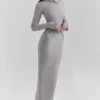 Marie-Louise lysegrå bodycon-maxidress