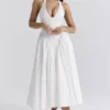 Marilyn hvit bomulls-halterneck-sommerkjole
