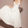 Marilyn hvit bomulls-halterneck-sommerkjole