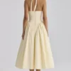 Marilyn Lemon Cotton Halter Neck Midi Sommerkjoler
