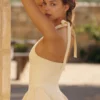 Marilyn Lemon Cotton Halter Neck Midi Sommerkjoler