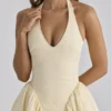 Marilyn Lemon Cotton Halter Neck Midi Sommerkjoler