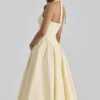 Marilyn Lemon Cotton Halter Neck Midi Sommerkjoler