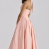 Marilyn Peach Cotton Halter Neck Midi Sommerkjoler