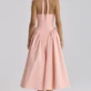 Marilyn Peach Cotton Halter Neck Midi Sommerkjoler