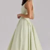 Marilyn Pistachio Cotton Halter Midi Sommerkjoler
