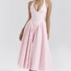 Marilyn Strawberry Shortcake Gingham Halter Midi Sommerkjoler