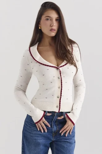 Marla cardigan i elfenben med kashmirblanding