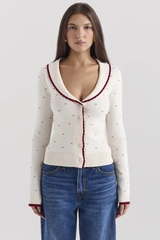 Marla cardigan i elfenben med kashmirblanding