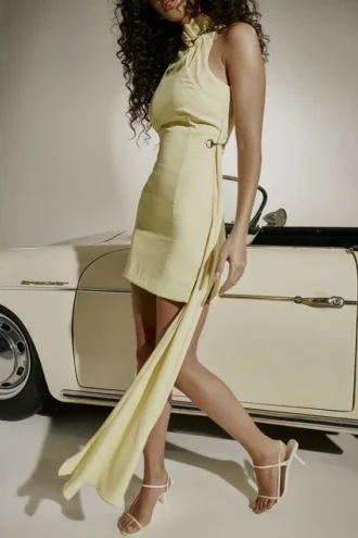 Marla Lemon Halter Mini Kjoler