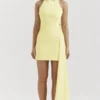 Marla Lemon Halter Mini Kjoler